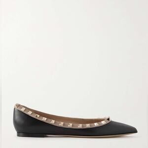 VALENTINO GARAVANI Rockstud leather pointed toe flats 37.5